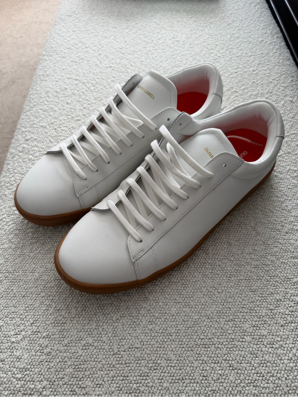 Oliver Cabell White Leather Sneakers with Gum Outsole
